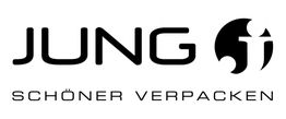 Logo von "Jung Schöner Verpacken" mit stilisiertem Symbol rechts.