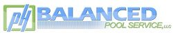 Logo of Balanced Pool Service LLC with blue and green text and design elements.