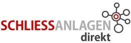 Logo von "Schließanlagen direkt" mit rotem Text und grafischem Schlosssymbol rechts.