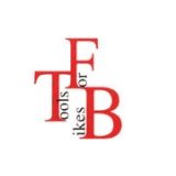 Roter Schriftzug "Tools For Likes" auf weißem Hintergrund, Buchstaben TFL groß hervorgehoben.