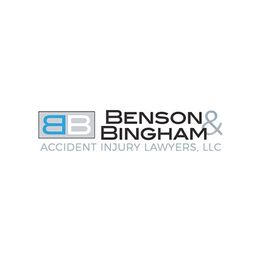 Logo with blue "BB" and text "Benson & Bingham Accident Injury Lawyers, LLC" on white background.