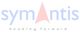 Das Logo von "Symantis" mit Slogan "heading forward" und einem roten Pfeil als "A".