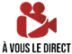 Icône rouge de caméra vidéo avec texte "À vous le direct".