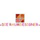 Logo mit der Aufschrift "DIE RAUMDESIGNER", Symbolen für Vorhänge, Lampe, Teppich, Vase.