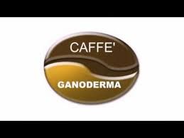 Logo ovale marrone con scritte "Caffè Ganoderma" al centro, sfumature ondeggianti.