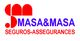 Logotipo de MASA & MASA en azul y rojo, texto "SEGUROS-ASSEGUANCES" en rojo.