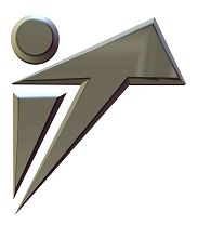 Stilisiertes, futuristisches Männchen mit geometrischen Formen in metallischem Look.