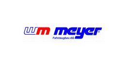 Logo der wm meyer Fahrzeugbau AG in Blau und Rot.