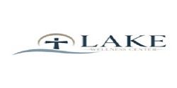 Logo of Lake Wellness Center with wavy blue line and cross symbol.