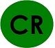 Grüner Kreis mit schwarzen Buchstaben „CR“ in der Mitte.