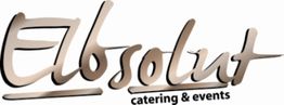 Logo mit Schriftzug "Elbsolut" in geschwungener Schrift, darunter "catering & events".