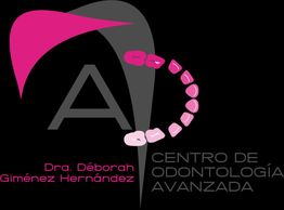 Logo de "Centro de Odontología Avanzada" con dientes y nombre de la Dra. Déborah Giménez Hernández.