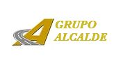 Logotipo amarillo de "Grupo Alcalde" con carretera estilizada en la letra A.