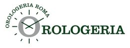 Logo di "Orologeria Roma" con orologio stilizzato e testo in verde scuro.