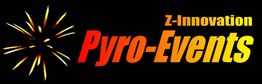 Logo mit Schriftzug "Z-Innovation Pyro-Events" und Feuerwerksgrafik auf schwarzem Hintergrund.