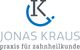 Logo der Praxis für Zahnheilkunde: "Jonas Kraus" mit stilisiertem Zahn und Buchstaben "JK".
