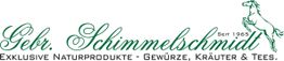Logo von Gebr. Schimmelschmidt: "Exklusive Naturprodukte - Gewürze, Kräuter & Tees" mit Pferd.