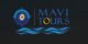 Logo of "Mavi Tours" with a compass and waves design on a dark background.