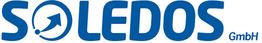Logo mit blauem Text "SOLEDOS GmbH", Pfeil und Kreis im Buchstaben "O".