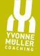 Grünes Logo mit weißem Schriftzug "Yvonne Müller Coaching" und stilisiertem Symbol oben.