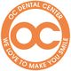 Orange circle logo for OC Dental Center with text "We love to make you smile."