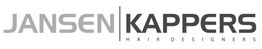 Logo van Jansen Kappers met de tekst "Hair Designers" in grijze en zwarte letters.