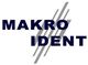Logo mit dem Text "MAKRO IDENT" und diagonalen grauen Linien im Hintergrund.