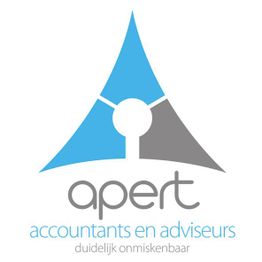 Logo van Apert met blauwe en grijze driehoek en tekst "accountants en adviseurs".