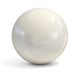 Eine glänzende, perlmuttfarbene Kugel vor weißem Hintergrund.