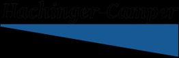 Logo mit dem Schriftzug "Hachinger-Camper" und einem blauen, rechtwinkligen Dreieck darunter.