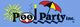 Logo with a sun, beach ball in "P," umbrella over "Party Inc." on blue background.