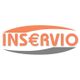 Logo mit dem Wort "INSERVIO", wobei das "E" durch ein Eurozeichen ersetzt ist. Orange und grau.