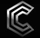Metallic geometric letter "C" logo on a black textured background.