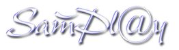 Schriftzug "SamPlay" in kursivem, glänzendem Stil auf weißem Hintergrund.