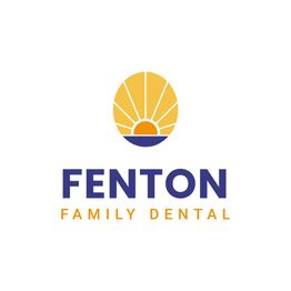 Fenton Family Dental logo featuring a stylized sun in blue and yellow.