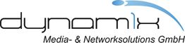 Logo von Dynamix Media & Networksolutions GmbH mit blauem Bogen über dem Text.
