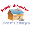 Logo mit Haus und Text "Schön & Sauber Dienstleistungen" in Rot und Blau.