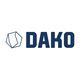 Logo mit blauer, stilisierter Form und dem Schriftzug "DAKO" in blauen Großbuchstaben.