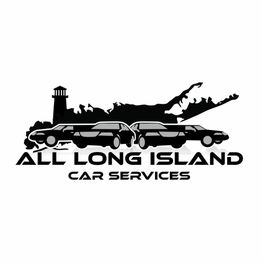 Logo of All Long Island Car Services with cars, a lighthouse, and Long Island silhouette.