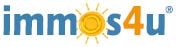 Logo von "immos4u" mit einem Sonnensymbol anstelle des Buchstabens 'o'.