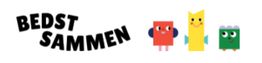 Tekst "BEDST SAMMEN" med tre farverige, søde figurer ved siden af.