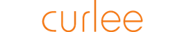 Logo mit dem Schriftzug "curlee" in orange auf weißem Hintergrund.