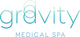 Gravity Medical Spa logo with stylized blue-green text and circular accents.