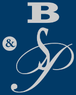 Blaues Logo mit den Buchstaben "B" und geschwungenem "S P" sowie einem kleinen "&"-Zeichen.