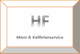 Text: "HF Mess & Kalibrierservice" in einem Rahmen mit orange-grauen Rändern.