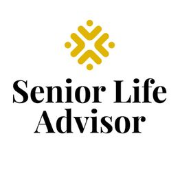 Logo with yellow geometric design above "Senior Life Advisor" text on a white background.