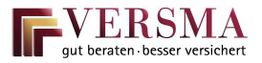 Logo mit Schriftzug "VERSMA" in Rot; darunter "gut beraten · besser versichert".