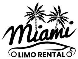 "Miami Limo Rental logo with palm trees and a stylized car design."