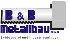 Geschäftslogo mit Schriftzug: "B & B Metallbau GbR, Schlosserei und Industrieanlagen".