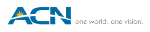 Logo mit Schriftzug "ACN" und Slogan "one world. one vision." in Blau und Weiß.